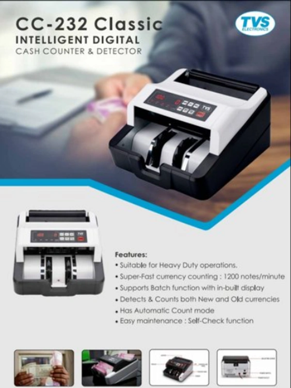 TVS Electronics Cash Counting Machine - Classic 232 - COD ,PHONEPAY,GOOGLE PAY,NETBANKING,UPI PAYMENT,DEBIT & CREDIT CARD PAYMENT.